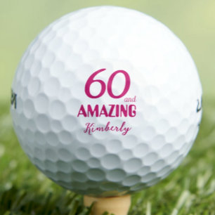 60 and Amazing Mum Gift – Pink 60th Birthday Golf Balls