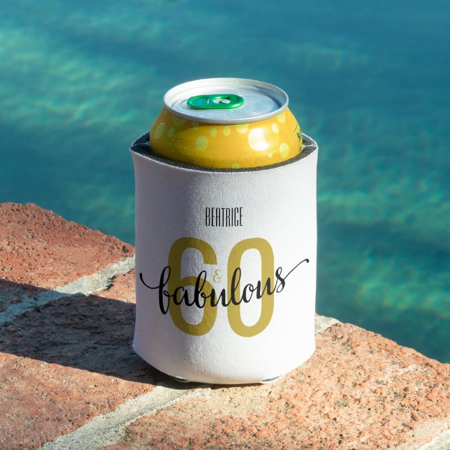 60 and Fabulous 60th Birthday Can Cooler (Creator Uploaded)