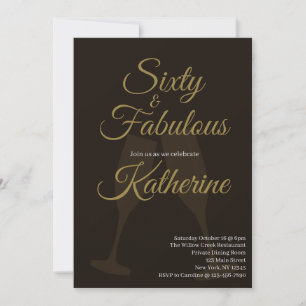 60 and Fabulous   60th Birthday Party Black Gold Invitation