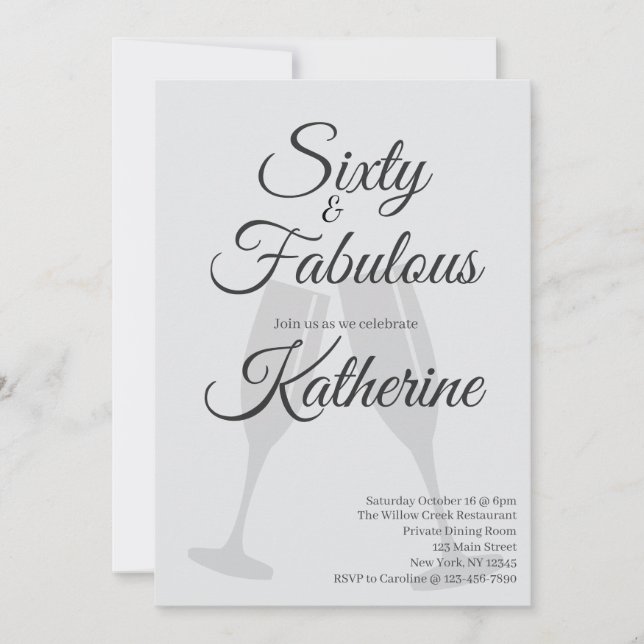 60 and Fabulous | 60th Birthday Party  Invitation (Front)