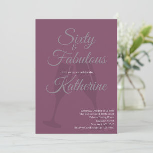 60 and Fabulous 60th Birthday Party Plum Script Invitation