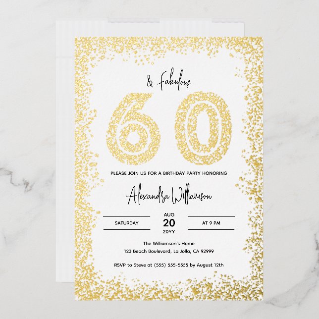 60 and Fabulous 60th Birthday Party Real Gold (Envelope)