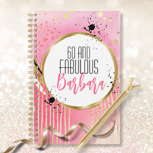 60 and Fabulous Abstract Hot Pink Black Glitter Planner