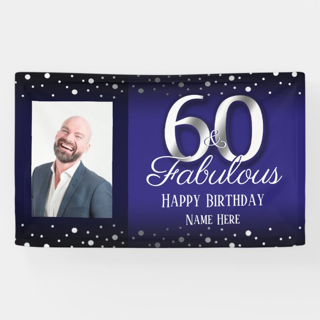 60 and Fabulous Birthday Confetti Photo Banner (Horizontal)