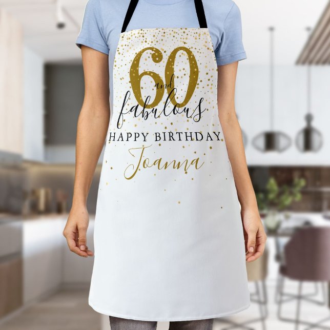 60 and Fabulous Birthday Elegant Gold and Black Apron (60 and Fabulous Birthday Elegant Gold and Black Apron)