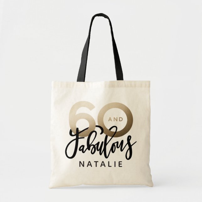 60 and fabulous birthday gift party favor tote bag (Front)