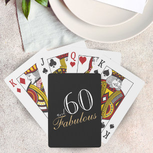 60 and Fabulous Black Elegant Script Birthdays Playing Cards