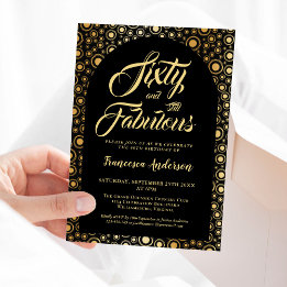 60 And Fabulous Black Gold 60th Birthday  Party Invitation