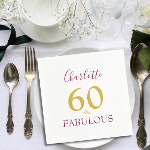 60 and Fabulous Elegant 60th Birthday Napkin