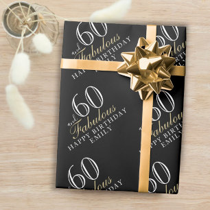 60 and Fabulous Elegant Black 60th Birthday Wrapping Paper