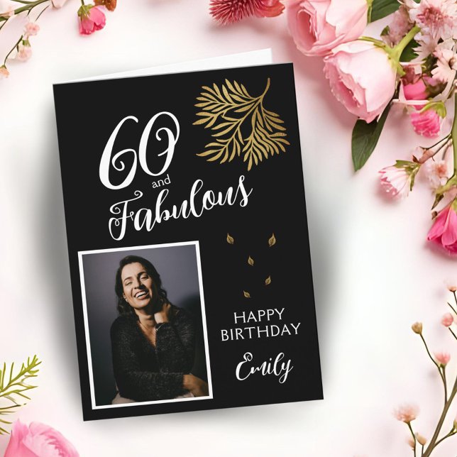 60 and Fabulous Foliage 60th Birthday Photo Card (Creator Uploaded)