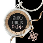 60 and Fabulous Girly Fancy Gold Black Blush Pink  Key Ring<br><div class="desc">Looking for a fancy and girly gift for the big 60th birthday party?  Something that will remind her how fabulous she is?  You can add a personal message and her name too!</div>