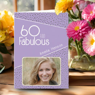 60 and Fabulous Glitter Photo 60th Birthday Card