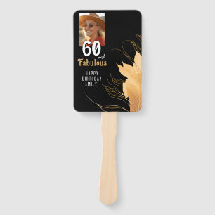 60 and Fabulous Gold Foliage 60th Birthday Photo Hand Fan