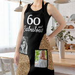 60 and Fabulous Gold Glitter 2 Photo 60th Birthday Apron<br><div class="desc">60 and Fabulous Gold Glitter 2 Photo 60th Birthday Apron. Add your photos - you can use an old and new photo.</div>