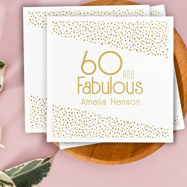 60 and Fabulous Gold Glitter 60th Birthday  Napkin (Creator Uploaded)