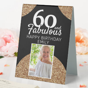 60 and Fabulous Gold Glitter Photo 60th Birthday