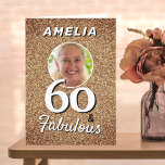 60 and Fabulous Gold Glitter Photo 60th Birthday Card<br><div class="desc">60 and Fabulous Gold Glitter Photo 60th Birthday Card. Personalise with name and photo.</div>