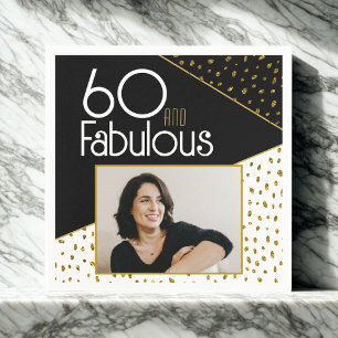 60 and Fabulous Gold Glitter Photo 60th Birthday Napkin