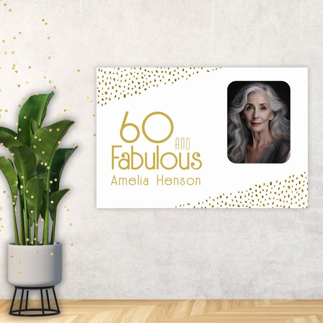 60 and Fabulous Gold Glitter Photo 60th Birthday Poster (Creator Uploaded)