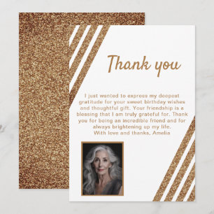 60 and Fabulous Gold Glitter Photo 60th Birthday Thank You Card