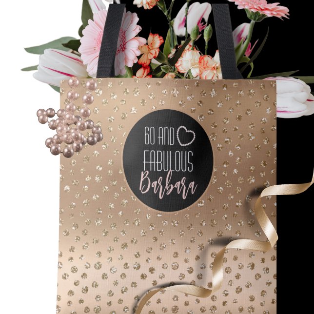 60 and Fabulous Gold Glitter Sparkle Girly 60th  Tote Bag (Creator Uploaded)