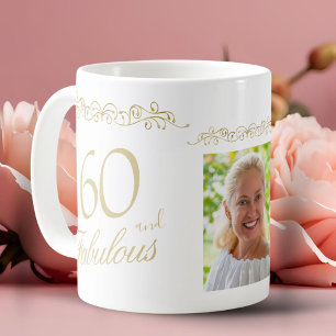 60 and Fabulous Ornament 60th Birthday Photo Coffee Mug