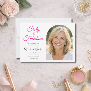 60 and Fabulous Photo 60th Birthday Party  Invitation