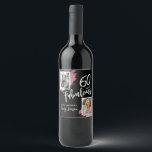 60 and Fabulous Pink Glitter 2 Photo 60th Birthday Wine Label<br><div class="desc">60 and Fabulous Pink Glitter 2 Photo Surprise 60th Birthday Wine Label. Stunning labels with “60 and Fabulous” text and pink glitter on a black background. Featuring sparkly faux-glitter brush strokes, and space for two personal photos, this elegant design is perfect for honouring a fabulous woman’s milestone birthday. Fully customisable...</div>