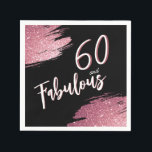 60 and Fabulous Pink Glitter 60th Birthday Napkin<br><div class="desc">60 and Fabulous Pink Glitter 60th Birthday Party Napkins. Throw a stunning celebration with these “60 and Fabulous” pink glitter birthday plates. Featuring sparkly faux-glitter brush strokes,  this elegant design is perfect for honouring a fabulous woman’s milestone birthday. Fully customisable to include a personal touch that guests will love.</div>