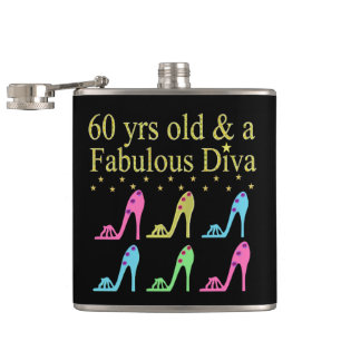60 AND FABULOUS SHOE QUEEN HIP FLASK