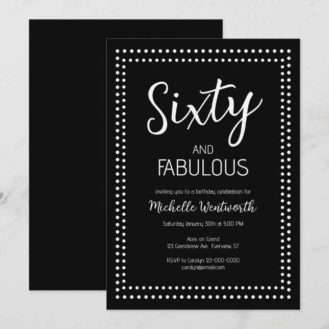 60 and Fabulous Sixtieth Birthday Party Invitation (Front/Back)