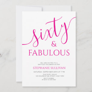 60 And Fabulous Stylish Birthday Party Invitation