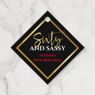 60 AND SASSY Birthday Black Gold Gift Tag