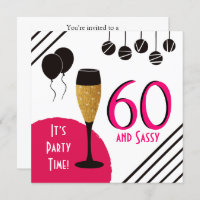 60 and Sassy Birthday Party Champagne Flute