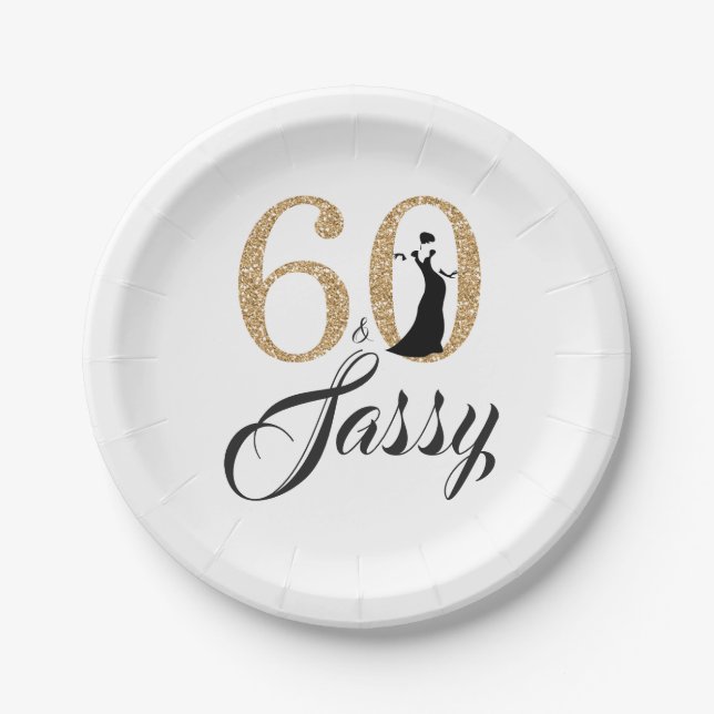 60 and Sassy Birthday Party Paper Plate (Front)
