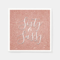 60 and Sassy Birthday Rose Gold Blush Pink Glitter