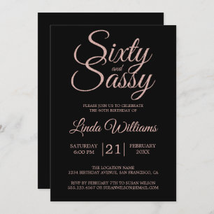 60 and Sassy Pink Glitter 60th Birthday Party Invitation