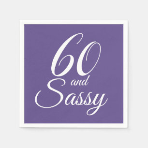 60 and Sassy Purple Birthday Party Napkin
