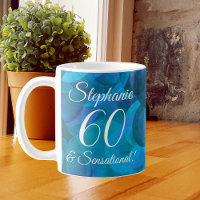 60 and Sensational Elegant Ocean Blue Birthday