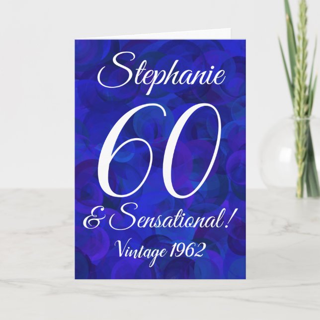60 and Sensational Elegant Royal Blue Card (Front)