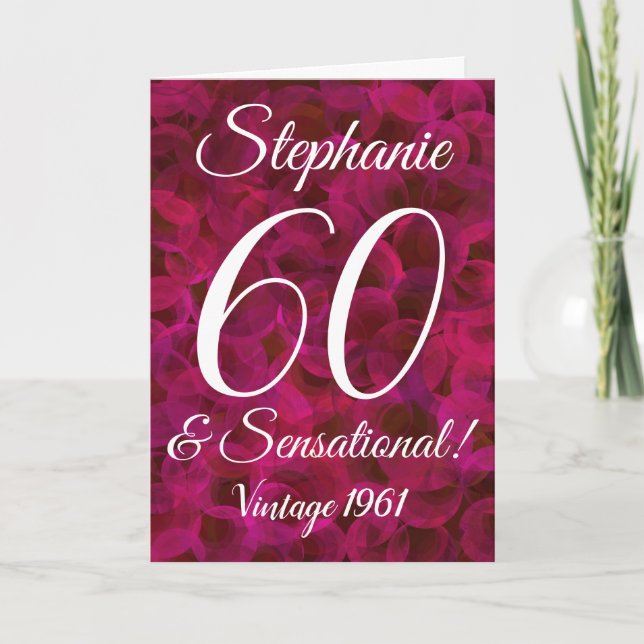 60 and Sensational Red Rose Birthday Card (Front)