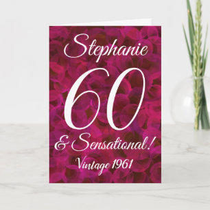 60 and Sensational Red Rose Birthday Card