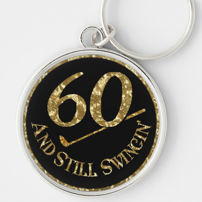 60 And Still Swingin' Golf Balls Key Ring (Front)