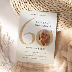 60 Anniversary Photo Elegant 60th Birthday Invitation