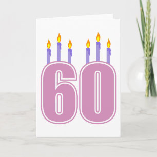 60 Birthday Candles (Pink / Purple) Card