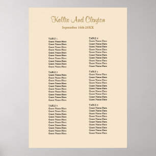 60 Champagne Wedding Seating Chart