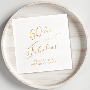60 Fabulous 60th Birthday Party Gold Foil Napkins