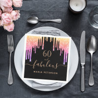 60 fabulous birthday black rainbow glitter sparkle