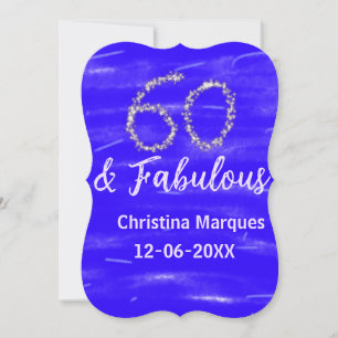 60 & fabulous birthday blue silver add name date